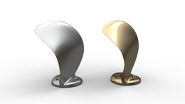 3D renderings of a old and optimised propeller blades highlighting surface shape details