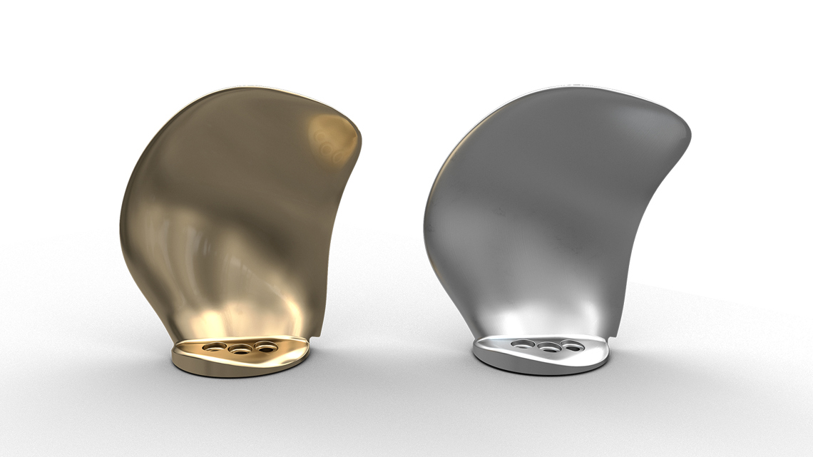 3D renderings of a old and optimised propeller blades highlighting surface shape details
