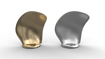 3D renderings of a old and optimised propeller blades highlighting surface shape details